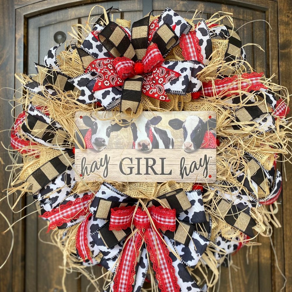 Farmhouse Wreath, Cow Wreath